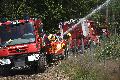 Groe Brandbekmpfungsbung: Feuerwehren im unwegsamen Waldgelnde gefordert