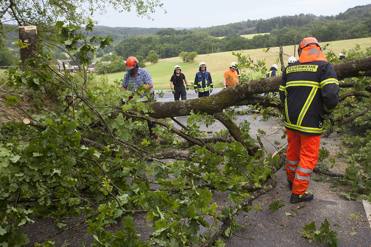 Einsatzschwerpunkte bildeten unter anderem umgefallene Bume. (Fotos: Feuerwehr VG Puderbach(2) und Peter Schfer)
