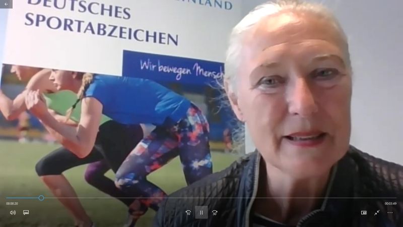Prsidentin des Sportbundes Rheinland, Monika Sauer in ihrer Videobotschaft. Foto: privat