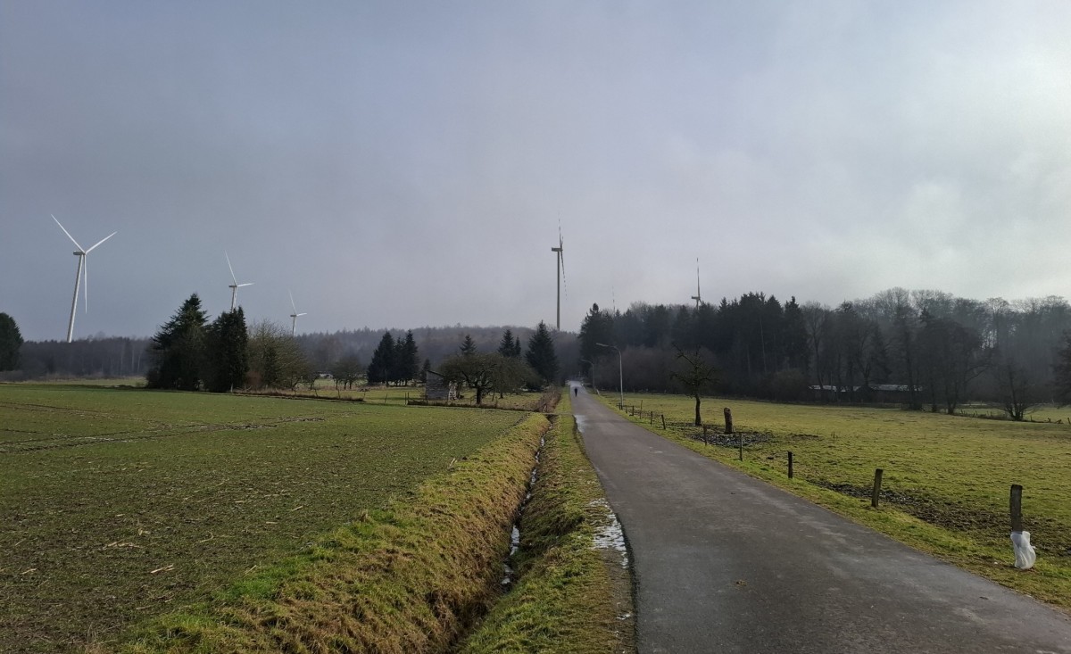 Visualisierung der angedachten Anlagen von der Schulstra�e in Vielbach aus betrachtet (Fotomontage). Foto: evm
