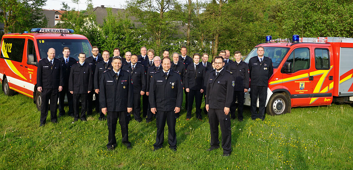 Von rechts nach links: Wehrfhrer Frank Feldhuser, stellvertretender Wehrfhrer Benjamin Kehrler und Wehrleiter Tobias Haubrich. Foto: Privat