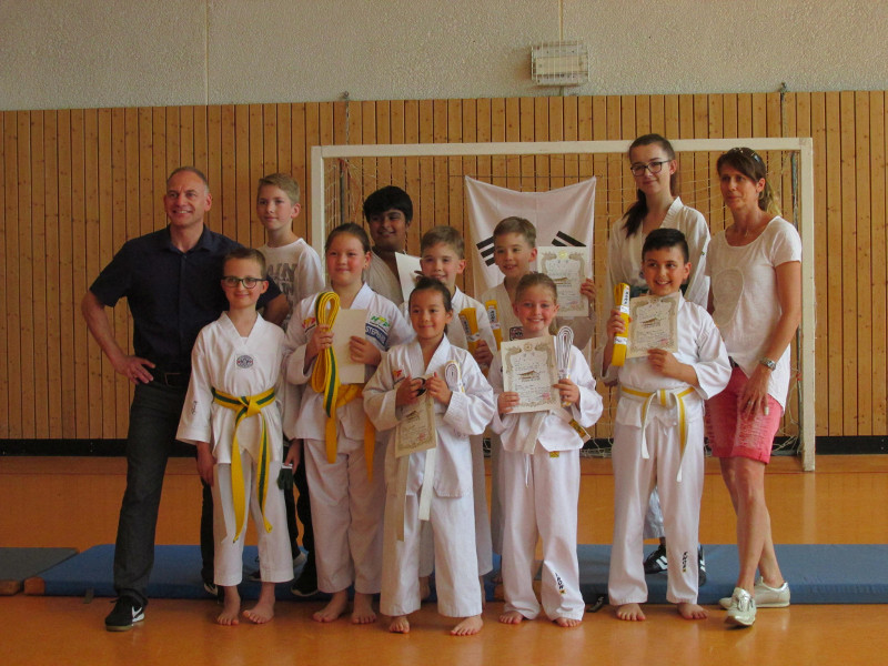 Acht Kinder waren zur Taekwondo-Prfung angetreten. Fotos: Verein