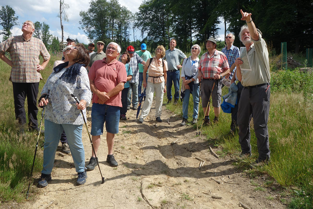 Revierfrster Harald Schmidt (rechts) fhrte durch den Giershofener Wald. Fotos: privat