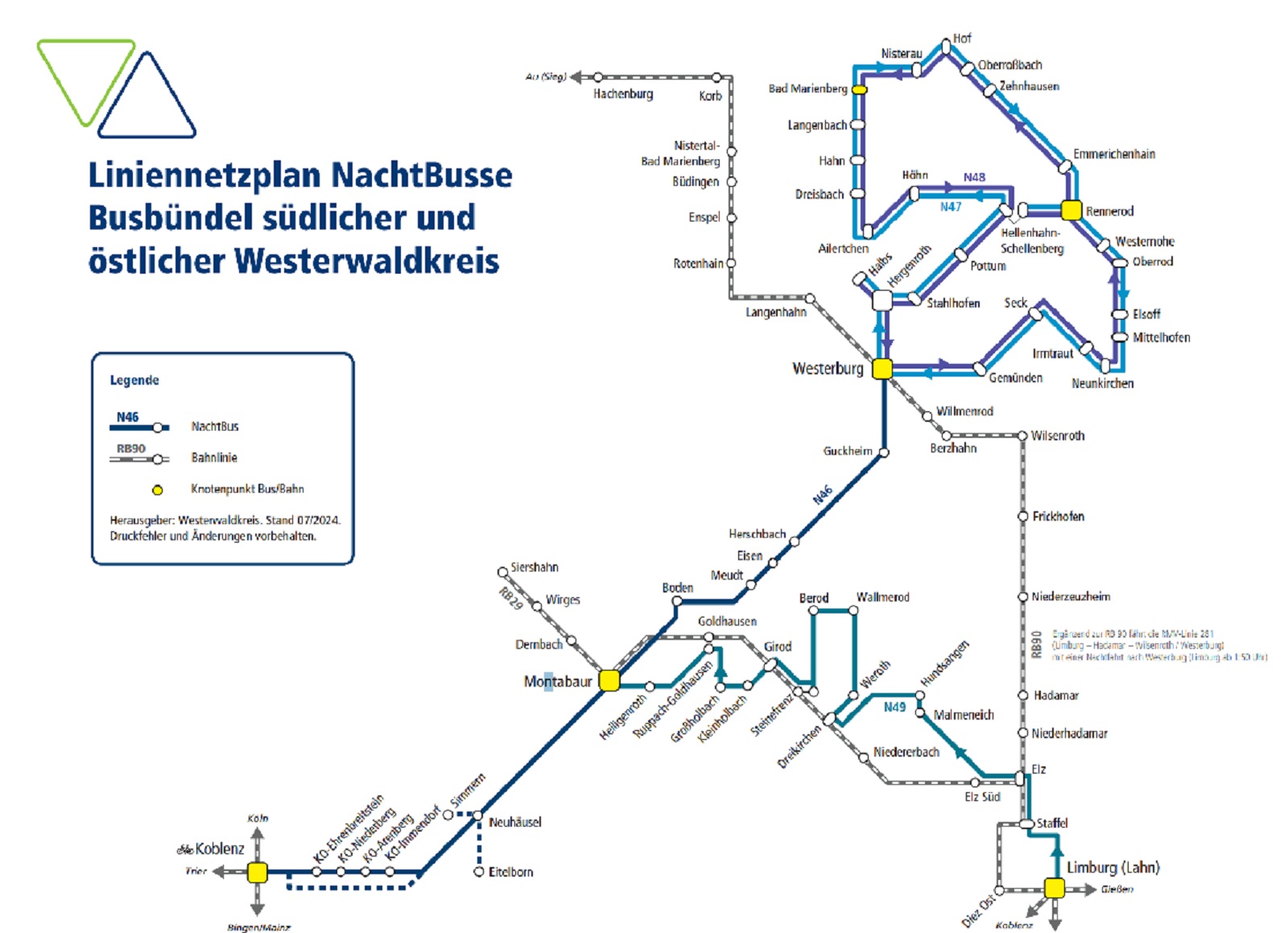 Westerwaldanschluss an Limburg und Koblenz: Nachtbuslinien fr Nachtschwrmer
