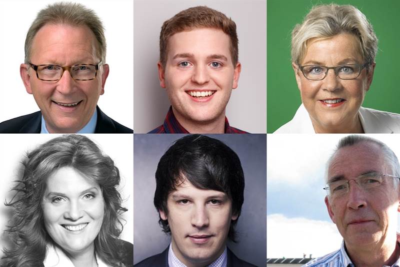 Zur Bundestagswahl treten im Wahlkreis an: (obere Reihe, von links) Erwin Rddel (CDU), Martin Diedenhofen (SPD), Anna Neuhof (Grne), (untere Reihe, von links) Sandra Weeser (FDP), Andreas Bleck (AfD), Hans Rommel (MLPD). (Nicht in der Collage: Jochen Blow, Die Linke, und Sascha Mller, Frei Whler). Fotos: Kandidaten