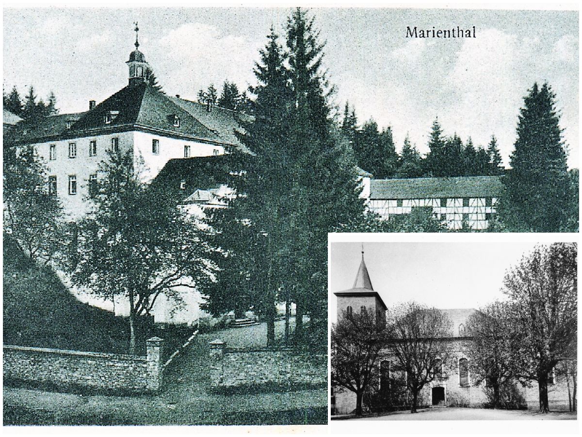 Am kommenden Montag; 26. Juli, startet auf dem Vorplatz der katholischen Kirche Wissen (Aufnahme rechts unten von 1910) die traditionelle St. Anna Prozession. Es geht dann wie gewohnt zur Wallfahrtskirche in Marienthal. (Fotos: Marienthal/ Archiv Bernhard Theis)