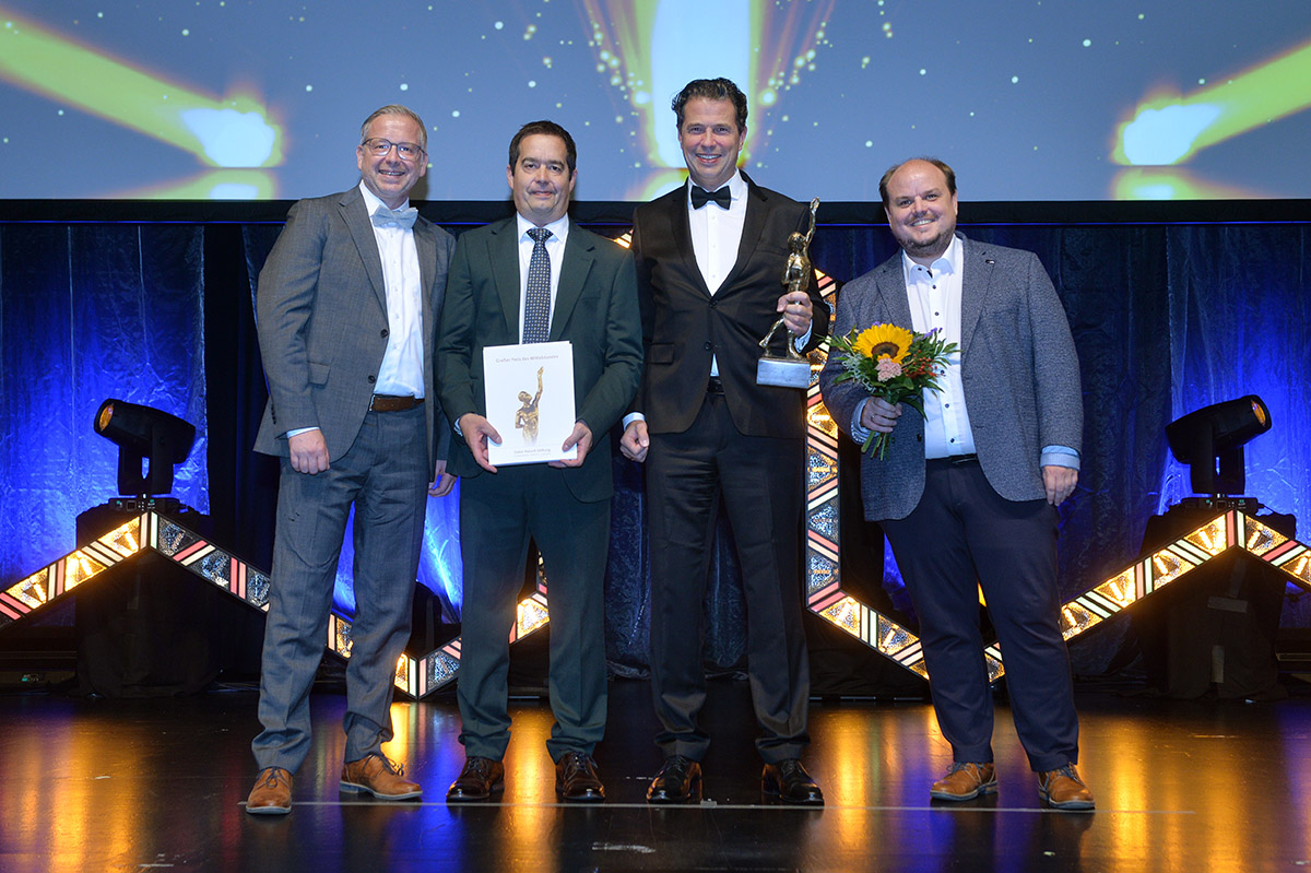 Die F�hrungsriege der Gromnitza Systemhaus GmbH (von links): Torsten Becker "Director Business Solutions", Mario B�hner "Head of Finance", Oliver Gromnitza "CEO" und Jens Nachtigal "Head of IT Solutions". Foto: Susanne Kurz / Oskar-Patzelt-Stiftung
