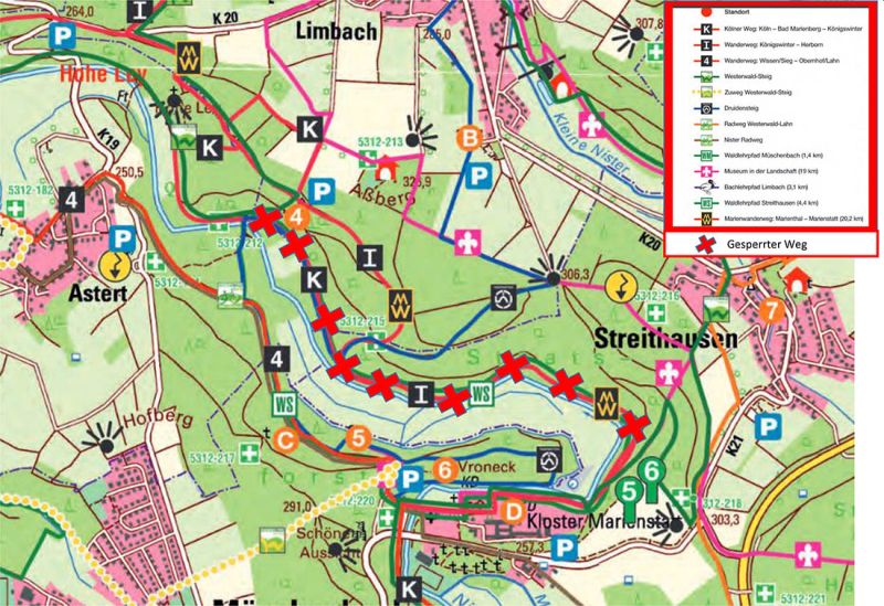 Waldwege-Plan Astert-Marienstatt. Foto: VG Hachenburg