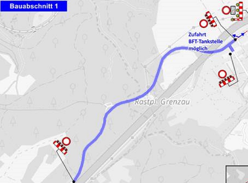 Im ersten Bauabschnitt wird der Fahrbahnbereich außerhalb der Ortslage Höhr-Grenzhausen bis zur Tankstelle BFT erneuert. (Alle Grafiken: LBM Diez)