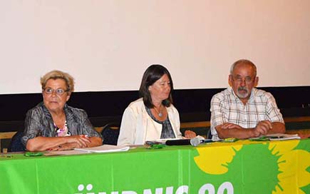 Diskussion in Neitersen, von links: Grnen-Kandidatin Anna Neuhof, Ministerin Ulrike Hfken und der Vorsitzende des Kreisbauernverbandes Georg Gro. Foto: kk