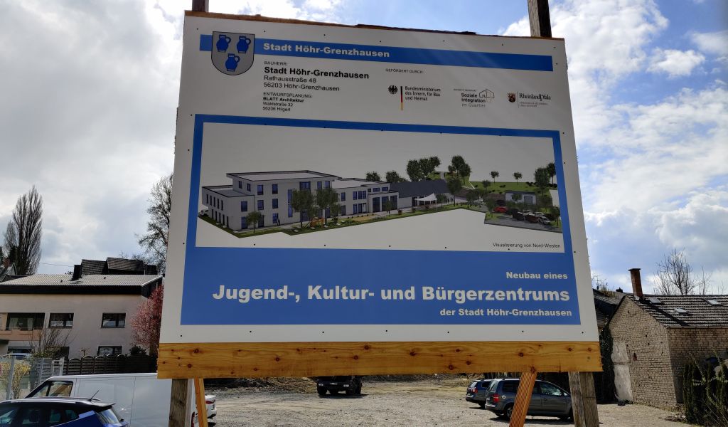 Baustelle des neuen Jugend,- Kultur- und Brgerzentrums. Foto: Quartiersmanagement Hhr