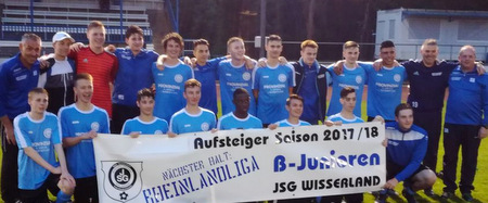 Im Mittwochspiel der B-Jugend -Bezirksliga Ost bescherte der 5:0-Kantersieg gegen die JSG Salz der Mannschaft des Trainergespanns Wolfgang Leidig und Wolfgang Seifer drei Spieltage vor Saisonende den vorzeitigen Aufstieg in die Rheinlandliga mit uneinholbaren 11 Punkten Vorsprung auf die nchstplatzierten Aufstiegsaspiranten. (Foto: Verein)