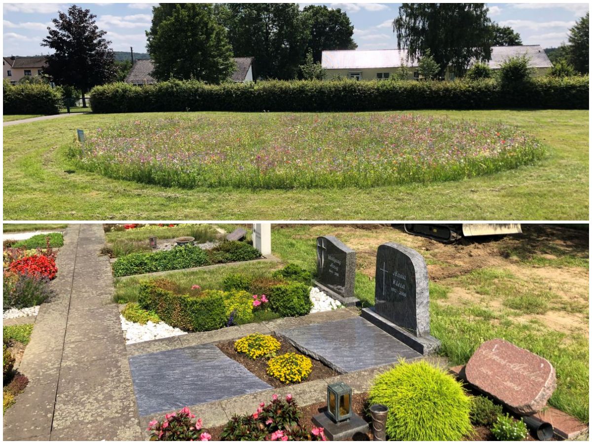 Bltenpracht auf dem Friedhof in Pracht
