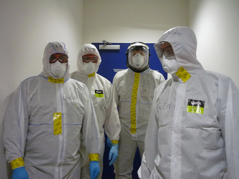 Coronavirus Vollschutz -Team Bundeswehr arbeitsbereit in der Teststation in Neuwied. Foto: Bundeswehr/Bohn