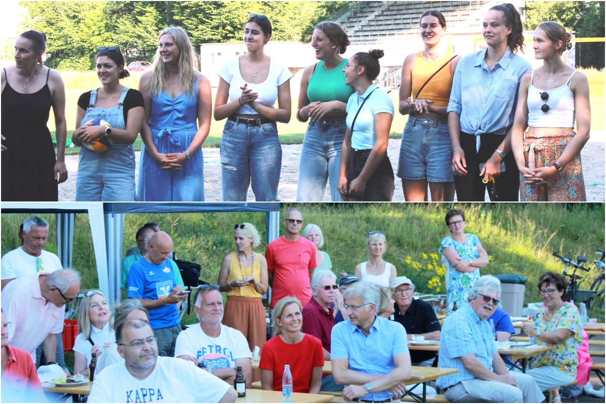 Die Gste beim Vereinsfest des VC Neuwied 77 Die Deichstadtvolleys lieen sich von den neuen Sympathiebotschafterinnen fr die Region berzeugen. V.l.: Sina Fuchs, Lisi Kettenbach, Sina Stckmann, Maya Sendner, Carla Fuchs, Klara Single, Laura Broekstra, Laura Berger, Kristin vom Schemm. (Fotos: VC Neuwied 77)