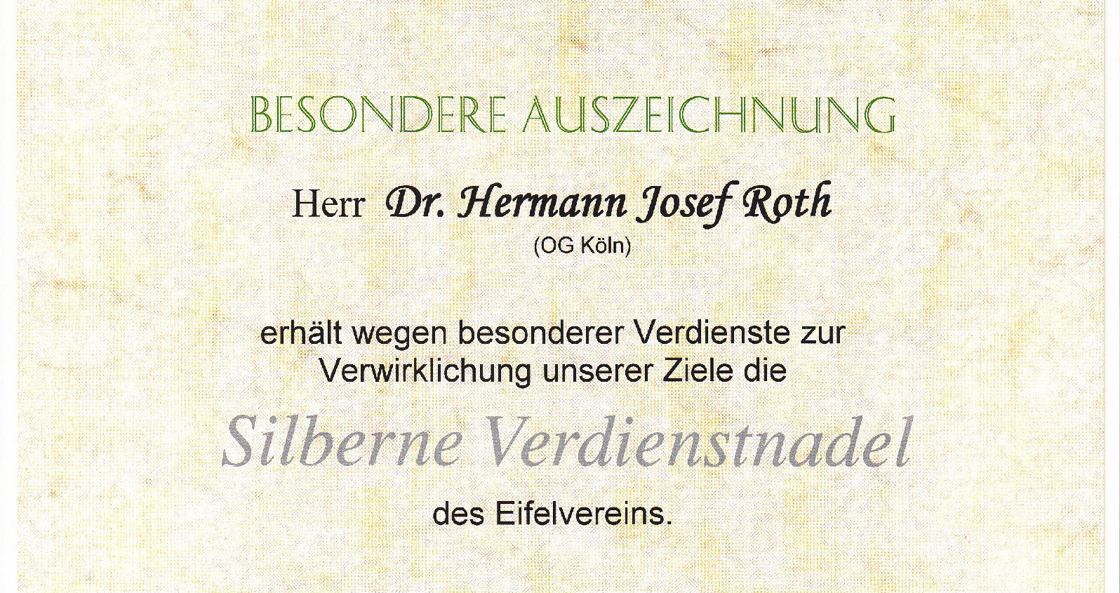 Auszug aus der Urkunde. (Quelle: Dr. Hermann Josef Roth)