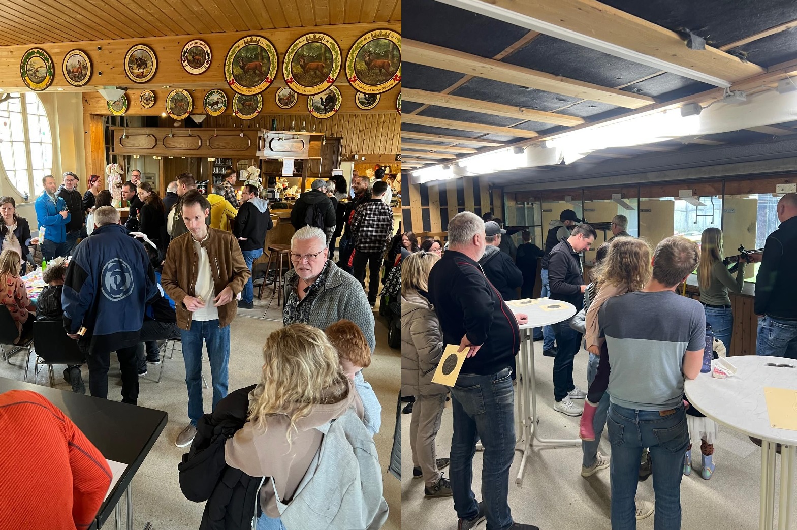 Blick in die Sch�tzenhalle und den Betrieb am Schie�stand. (Foto: Heinz Gr�f)