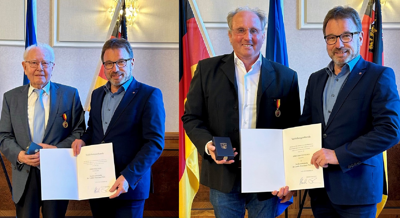 Wolfgang Treis (jeweils rechts) �berreichte die Ehrungen an Willi Bode (Bild links) und Christoph Sagner. (Fotos: Christiane Gandner/SGD Nord)