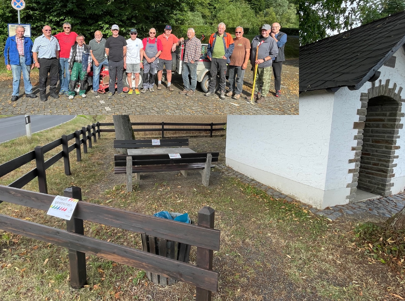 Der Anstrich von Ruhebnken und des Holzzaunes am "Heiligenhuschen" war eine von vielen Arbeiten die wieder verrichtet wurden. (Fotos: Rudolf Boden)