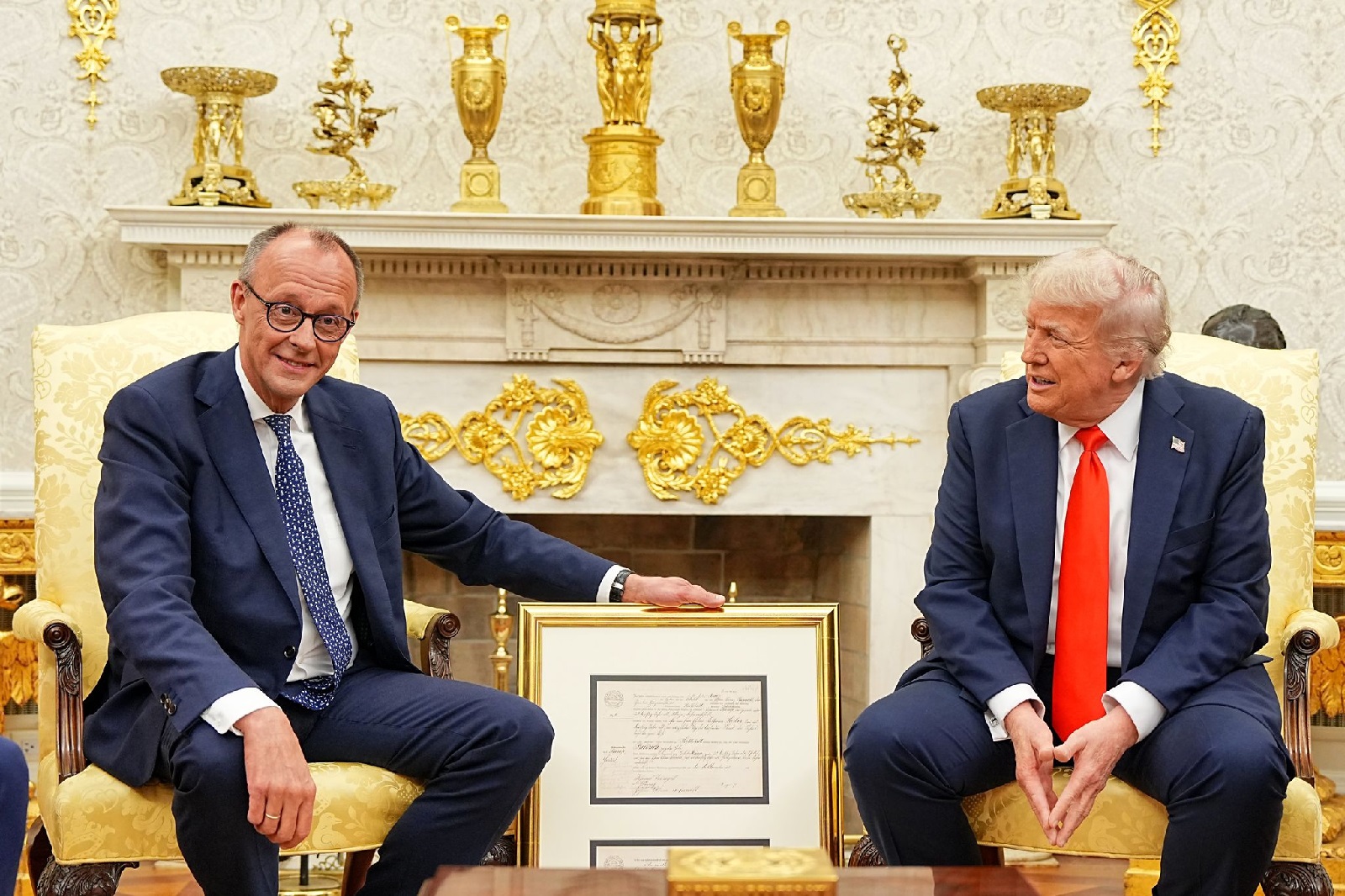 US-Prsident Trump empfngt Bundeskanzler Merz. (Foto: Michael Kappeler/dpa)