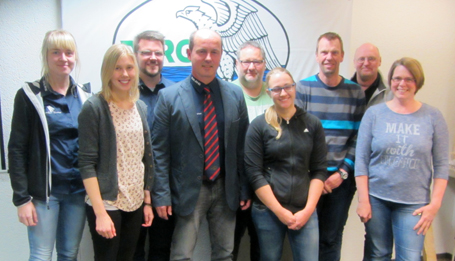 Der Vorstand, von links: Josefine Pfeifer, Paulina Pfeifer, Guido Schneider, Reinhard Baumgarten, Andreas Nocker, Laura Schmidt, Torsten Gersemsky, Ingo Molly, Katrin Schmidt (es fehlen Hans Brkel, Klaus-Uwe Peter und der Ehrenvorsitzende Christoph Schneider). Foto: DLRG