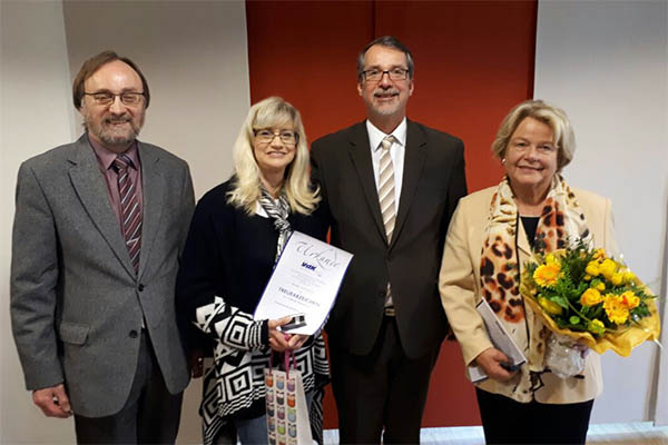 VdK-Kreisvorsitzender Hans-Werner Kaiser, Dorothea Schibber, Ortsverbandsvorsitzender Sven Lefkowitz, Christa Hmmerich (von links). Foto: VdK