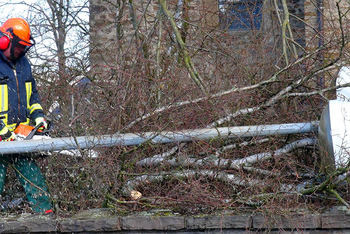 Birke kracht in Gromaischeid auf Straenlaterne