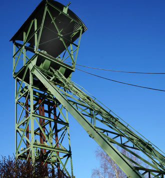 Der Frderturm am Bergbaumuseum. Foto: Bergbaumuseum