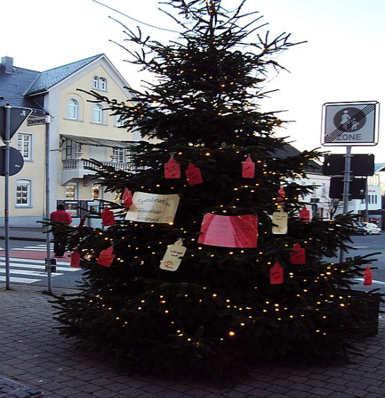 Spenden-Weihnachtsbaum in der Fugngerzone Hachenburg. Foto: privat