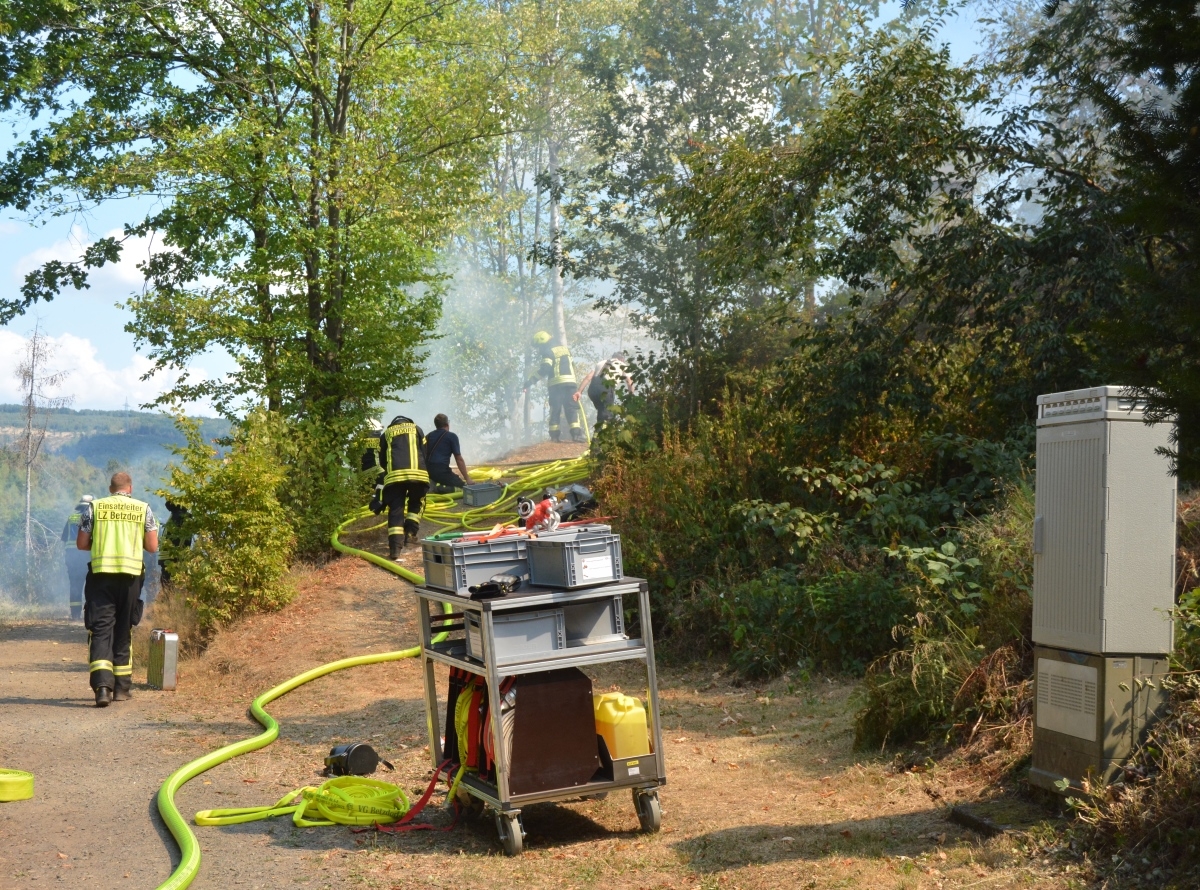 Der ansteigende Weg fhrt an den Kreuzwegstationen entlang. Hier mussten die Feuerwehrleute am Sonntag einen Wald- und Flchenbrand lschen. (Foto: tt)