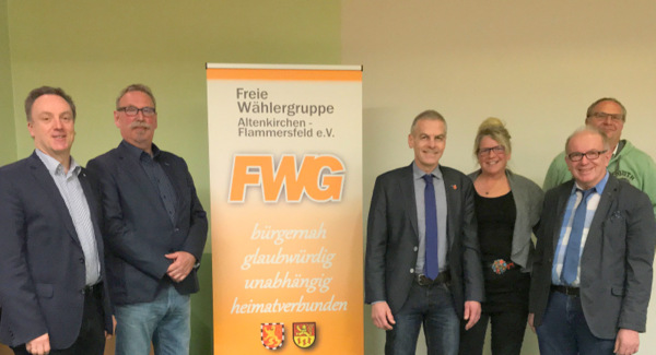 Treten gemeinsam fr die neue Verbandsgemeinde Altenkirchen-Flammersfeld ein: (von links) Klaus Dieter Adrian, Jrgen Kugelmeier, Fred Jngerich, Andrea Ackermann, Rolf Schmidt-Markoski und Jrg Gerharz. (Foto: FWG)