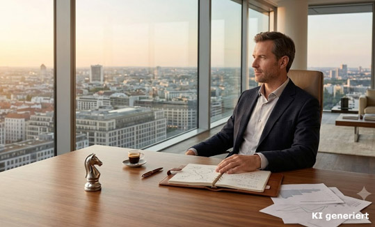 Erfolgreicher Stratege mit Weitblick: Planung und Risikomanagement im modernen Business. Symbolfoto (KI bearbeitet) 