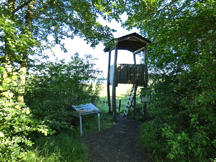 Der fr jedermann frei zugngliche Hochsitz ermglicht die Vogelbeobachtung aus der Hhenperspektive.