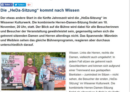 Aufgeschoben, aber sicher nicht aufgehoben: Die HeDa-Sitzung kommt nun am 15. Februar 2019 nach Wissen. (Screenshot: AK-Kurier)