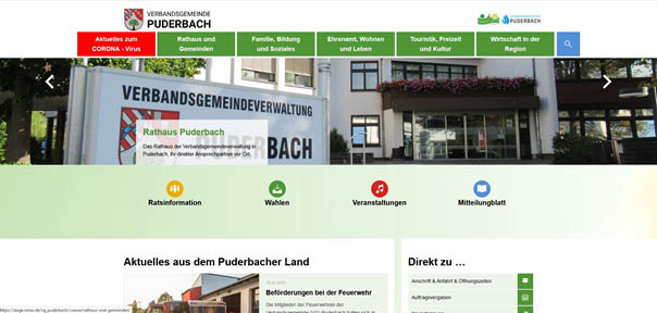 Startseite der neuen Homepage