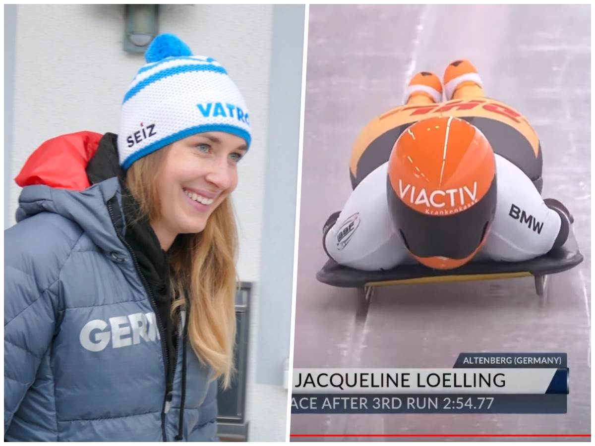 Jacqueline Llling gewann auf der Skeleton-WM in Altenberg den Vize-Titel. Das rechte Foto zeigt sie whrend dem Finalrennen. (Foto links: Archiv,GM/rechts: Screenshot Youtube-Kanal IBSF Bobsleigh & Skeleton)
