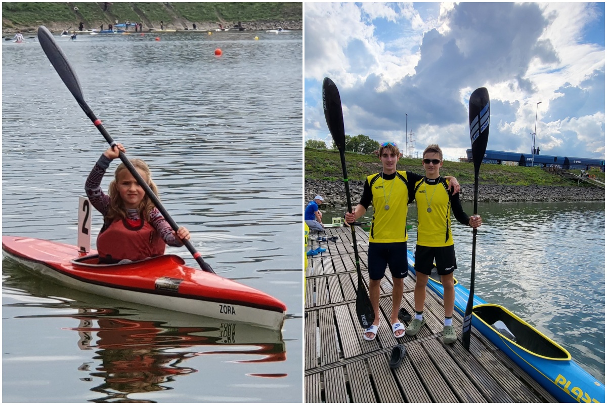 Links: Caroline Kaske (7) startete als eine der Jngsten. Rechts: Bruder Julian Kaske (16) startete im K2 500 Meter gemeinsam mit Marko Klass. (Fotos: privat)