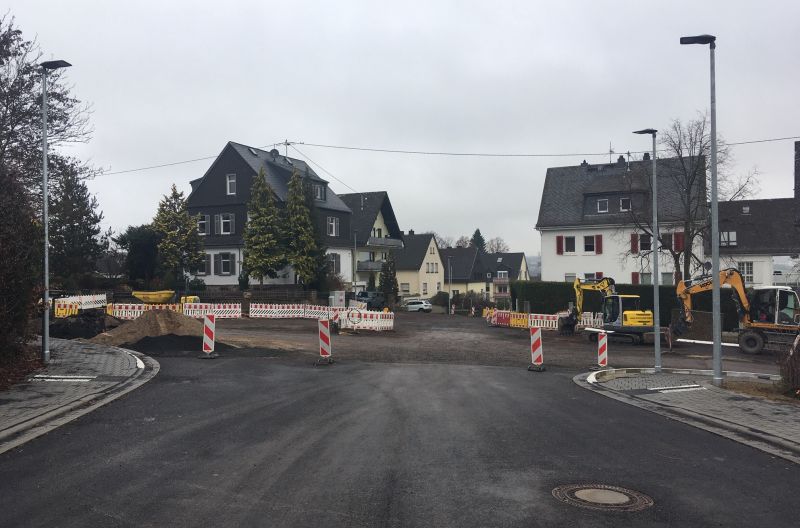 Winterpause an der Baustelle Kreisel Frstenweg
