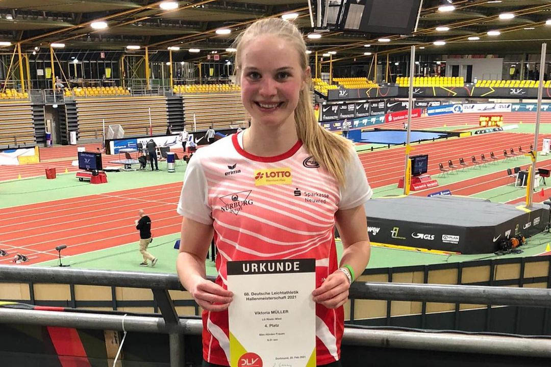 Viktoria Mller absolvierte bei der Hallen-DM ihren ersten Wettkampf nach rund einem halben Jahr und startete auf Platz vier ber 60 Meter Hrden durch. Foto: Verein