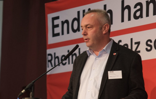 Alexander Ulrich, Die Linke, spricht am 20. August in Betzdorf. (Foto: Die Linke) 