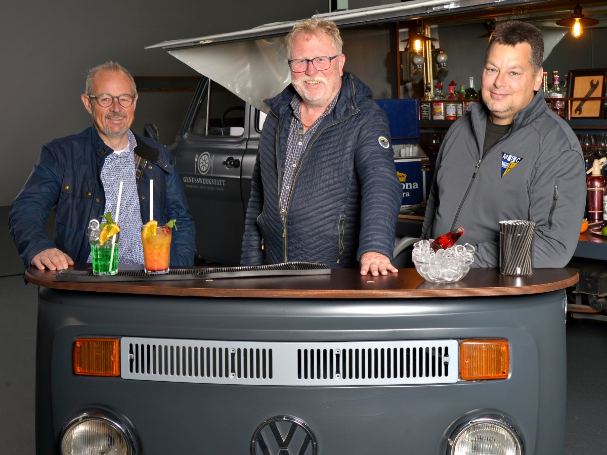 Stefan Ginsberg Miteigentmer der Genusswerkstatt Haiger, Christoph Dber Inhaber Okay-Veranstaltungen und Nico Klaus, zweiter Vorsitzender des MSC Freier Grund (Neunkirchen). (Foto: Markus Dring) 