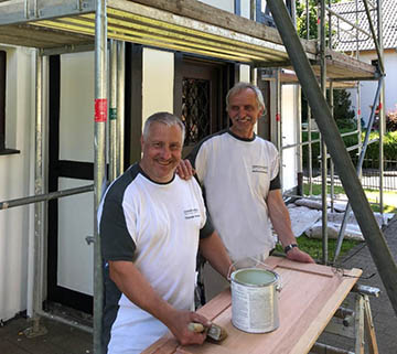Christoph Vanderliek und Berthold Kohlhaas, hier an der Baustelle des Raiffeisenmuseums in Hamm. Foto: malerhombach