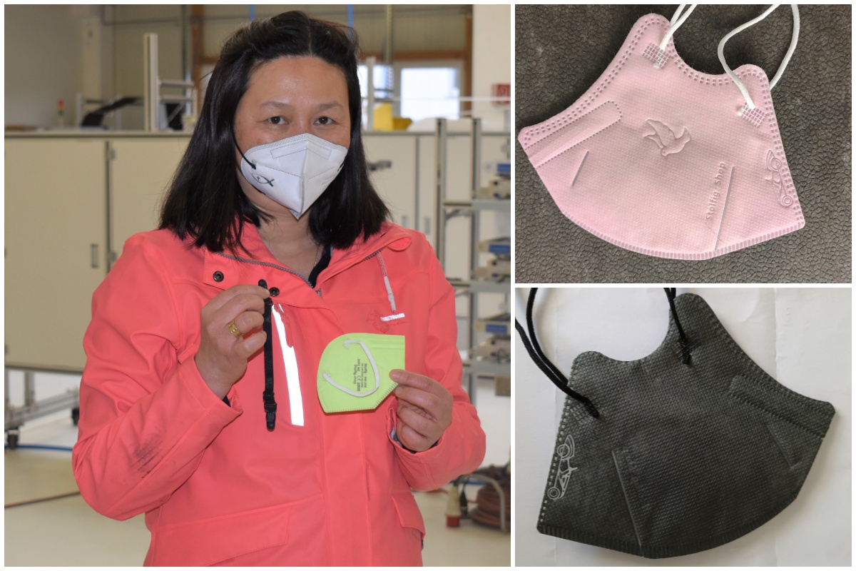 Die EPG Pausa GmbH aus Eichelhardt bietet ihre Schutzmasken nun auch in rosa und grau an. (Fotos: EPG Pausa/Wolfgang Rabsch)