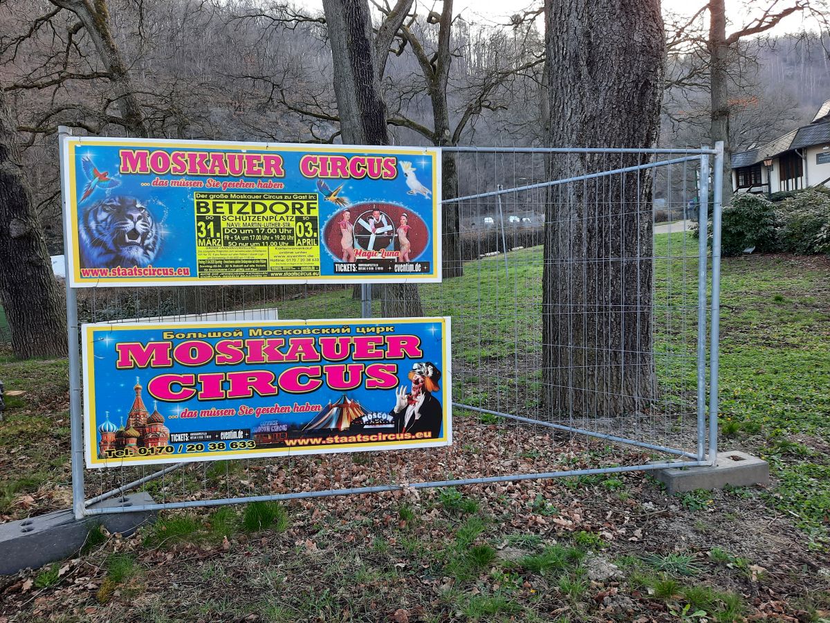 Die Betzdorfer Straenzge sind derzeit gesumt mit Plakaten des Moskauer Circus, welcher vom 31. Mrz bis zum 3. April auf dem Schtzenplatz gastieren wird. (Foto: Stadt)