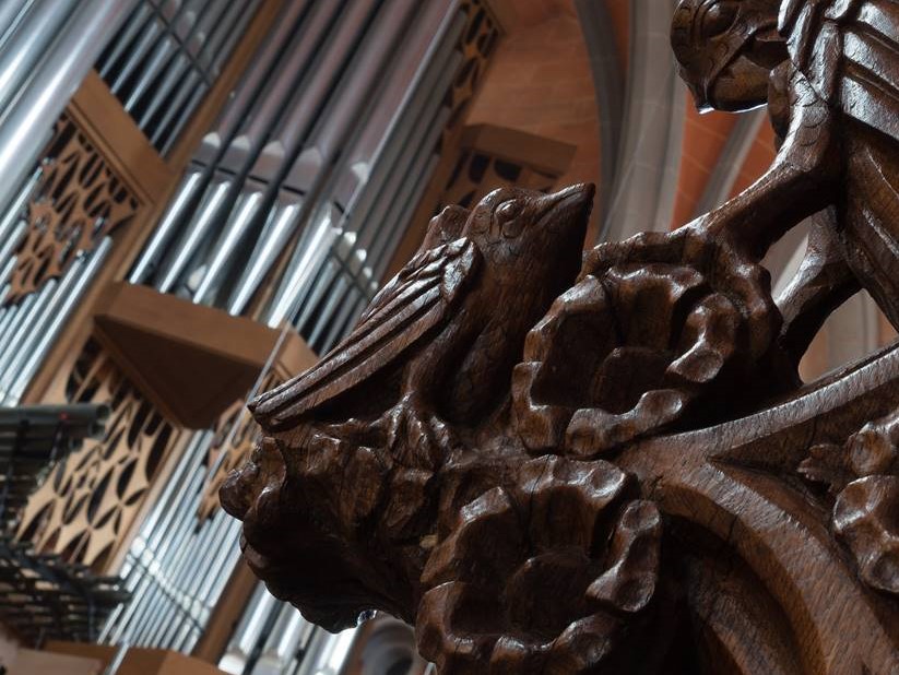 Die gewaltigen Orgelpfeifen der Rieger-Orgel werden die Abteikirche mit mchtigen Klangfolgen erfllen. (Fotoquelle: Marienstatter Musikkreis)