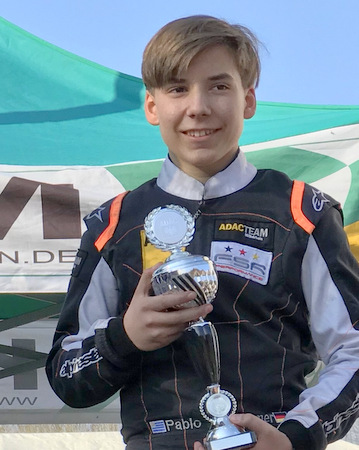 Pablo Kramer wurde Dritter in der Tageswertung seiner Altersklasse beim ADAC Kart Cup in Ampfing. (Foto: privat) 