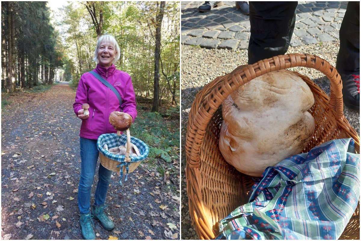 Eine Teilnehmerin prsentiert einen Steinpilz und einen Bovisten. (Fotos: WllerLand)