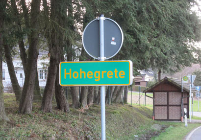 Hinweisschild "Hohegrete" dient der Orientierung. Fotos: pr