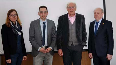 Stellten das Netzwerk und die geplante Veranstaltung vor, von links: Naomi Becker, Tim Kraft (beide Wirtschaftsfrderung), Prof. Dr. Horst Idelberger und Landrat Michael Lieber. Foto: kk