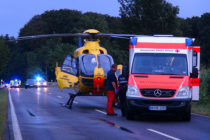 Schwerer Verkehrsunfall zwischen LKW und Motorradfahrer